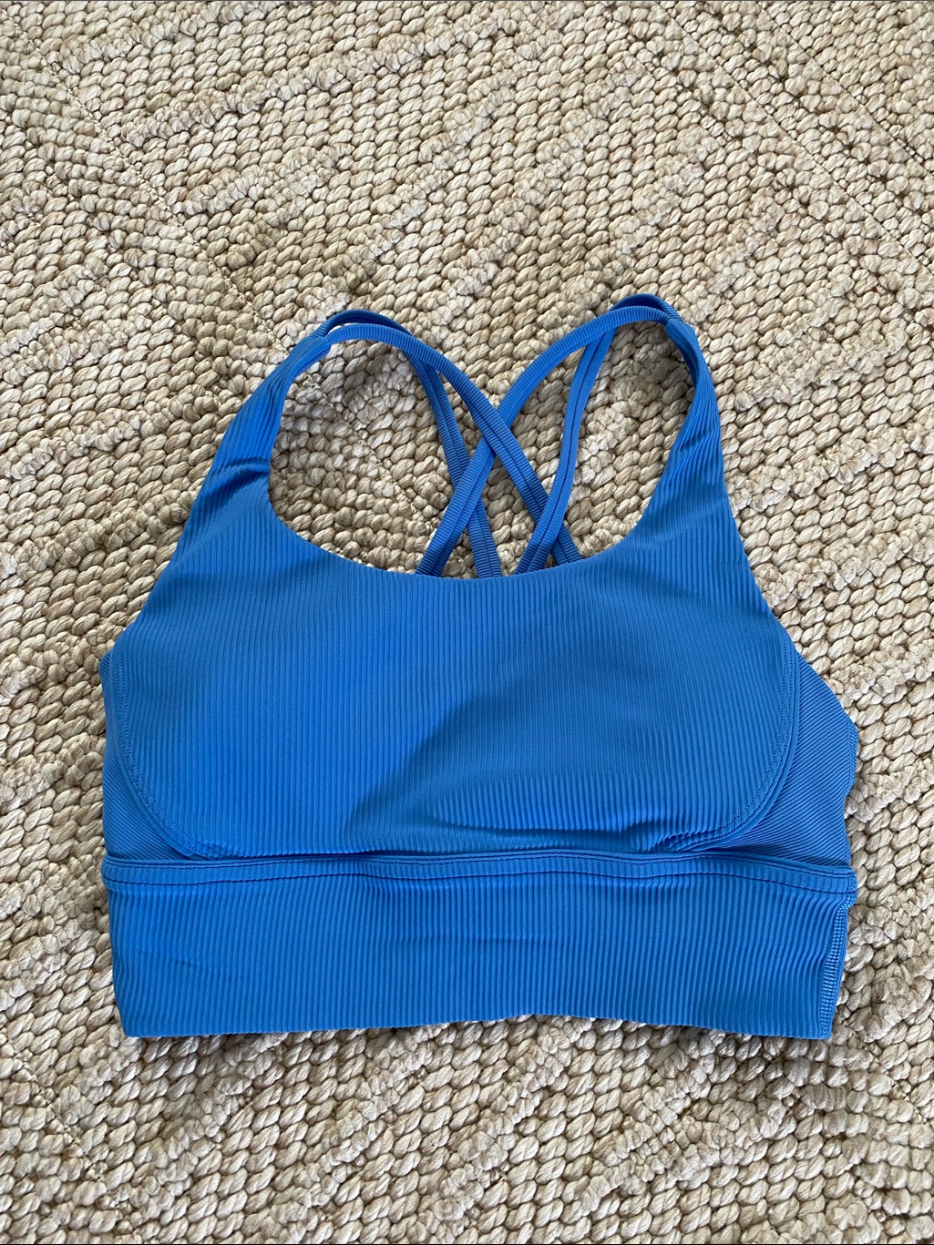 Lululemon Athletica Blue Ribbed Crisscross Sports Bra
